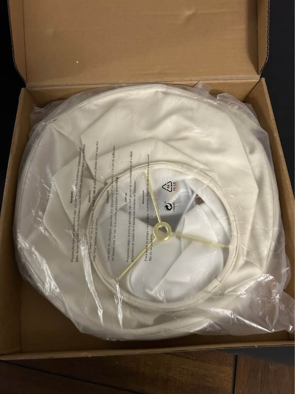 White Fabric Lampshade with Spider Construction